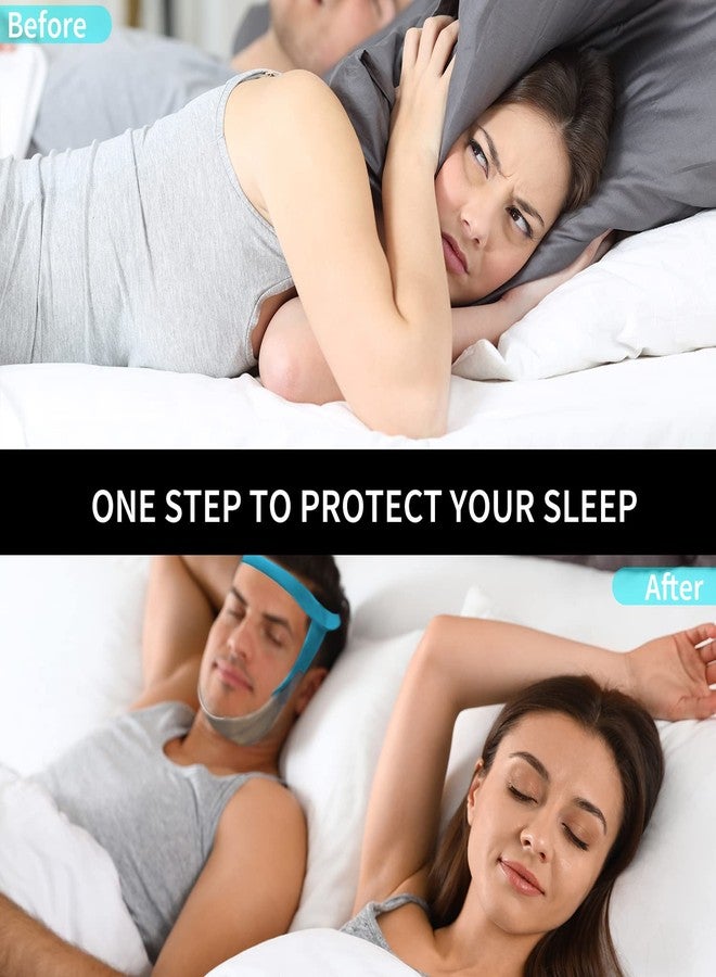 Babyfond حزام ذقن مضاد للشخير للرجال والنساء، حزام ذقن مريح لمستخدمي جهاز التنفس CPAP، حزام ذقن قابل للتعديل لوقف الشخير، حل للشخير، أحزمة ذقن لإبقاء الفم مغلقًا أثناء النوم (أزرق) - Image 5